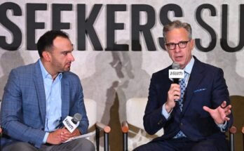 NEW YORK, NEW YORK - AUGUST 14: (L-R) Ramin Setoodeh, Co-Editor-in-Chief, Variety and Truth Seekers Award recipient Jake Tapper speak onstage during the Variety + Rolling Stone Truth Seekers Summit, presented by Paramount+ on August 14, in New York, New York.   (Photo by Bryan Bedder/Variety via Getty Images)