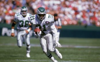 La mitad de la esquina Eric Allen ha terminado su carrera con 54 intercepciones. (Foto de George Rose / Getty Images)